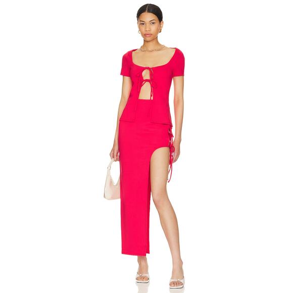 Lovers + Friends Penrose Top (S) & Asymmetric Skirt (M) Set – Lipstick Red (NWT) - Picture 1 of 8